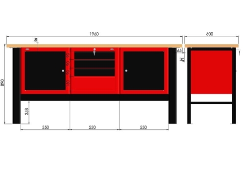Stół warsztatowy N-3-17-01 wymiary