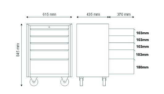 Szafka narzędziowa z 5 szufladami N-1-02-02P