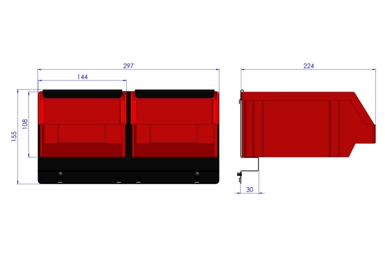 Listwa na 2 pojemniki P3  ZW-P3-2