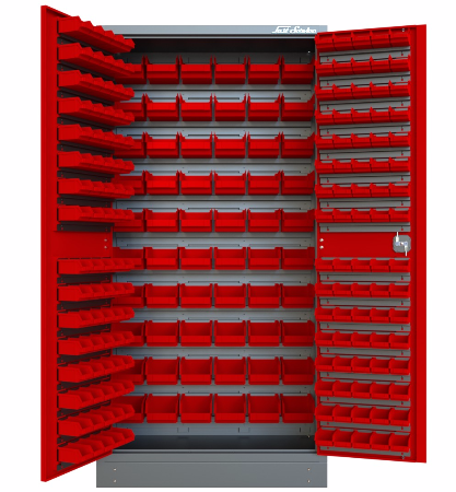 Metalowa szafa warsztatowa z pojemnikami M-3-01-01