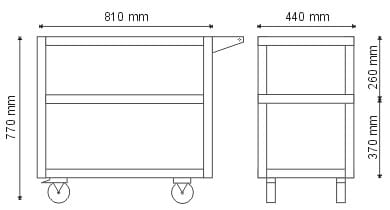 Wózek narzędziowy P-2-01-02 wymiary